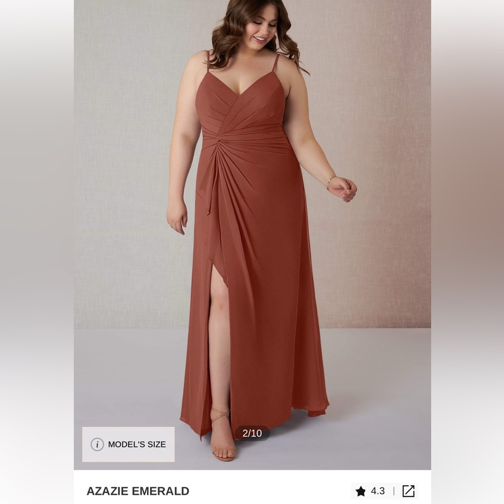 Azazie “Emerald” Dress, Color: Auburn, Size A18, worn once